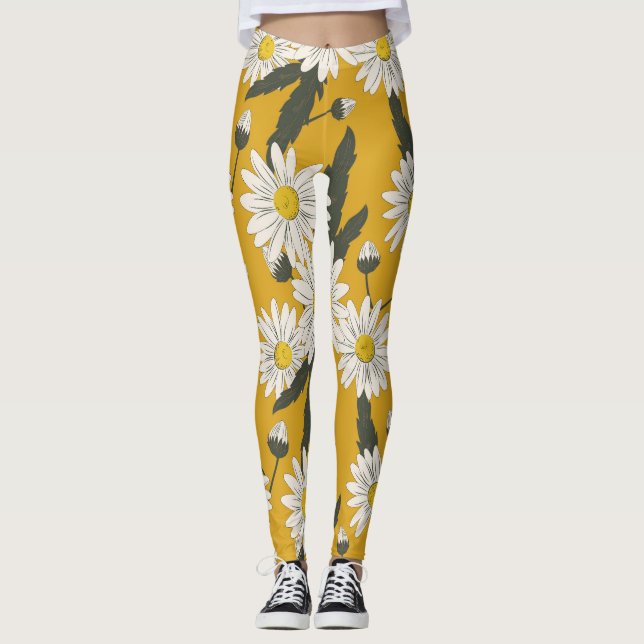 Leggings Diseño de bufanda floral, fondo vintage. (Anverso)