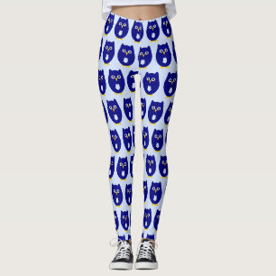 Leggings Diseño de búho azul con fondo de cualquier color