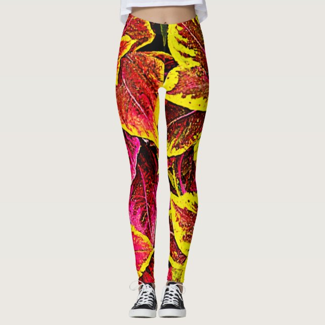 Leggings Diseño de Burst de Hoja de Coleus (Anverso)