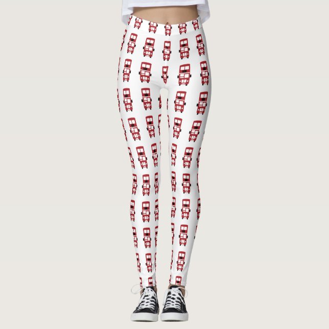 Leggings Diseño de bus de dos pisos rojo (Anverso)