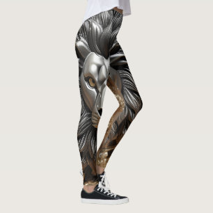 Leggings Diseño de cabeza de leones plateados