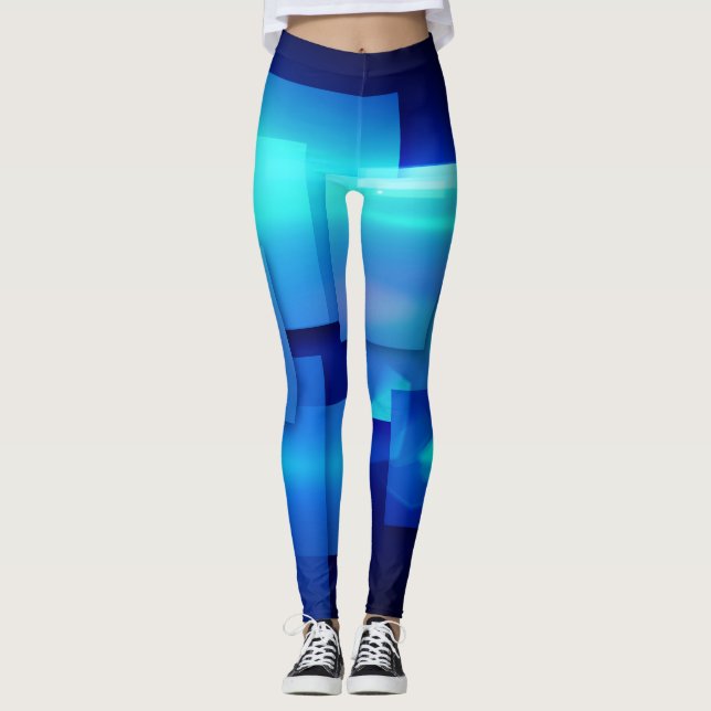 Leggings Diseño de caja cuadrada geométrica de mosaico (Anverso)