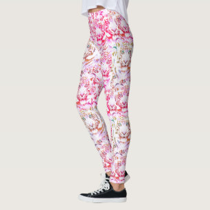 Leggings Diseño de cara de tigre rosa