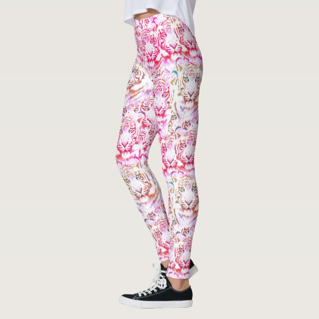 Leggings Diseño de cara de tigre rosa (Izquierda)