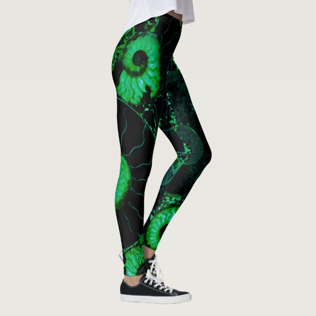 Leggings Diseño de cáscara verde de Nautilus (Derecha)