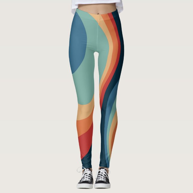 Leggings Diseño de círculos retro coloridos (Anverso)
