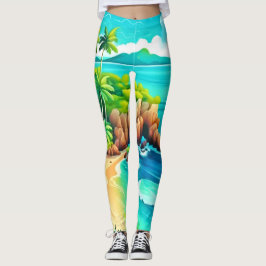 Leggings Diseño de colisiones costeras tropicales
