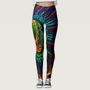Leggings Diseño de conchas luminosas: Naturaleza en Neon