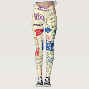 Leggings Diseño de conjunto de sellos de documentos antiguo