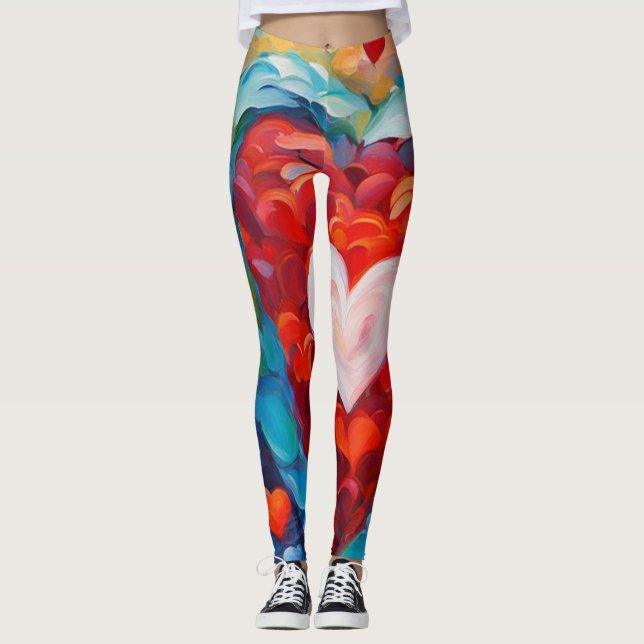 Leggings Diseño de corazón pintado (Anverso)