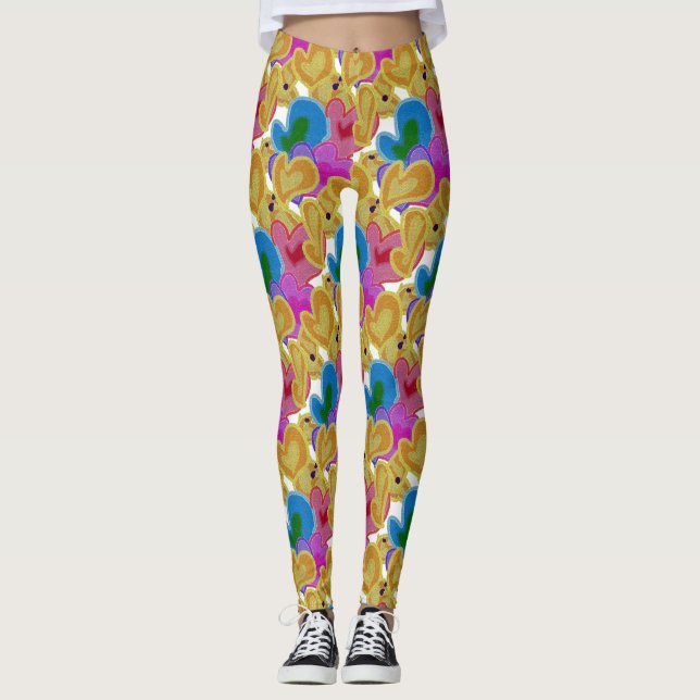 Leggings Diseño de corazones coloridos (Anverso)
