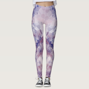 Leggings Diseño de cristal geométrico suave rosa y púrpura