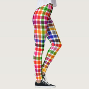 Leggings Diseño de Cuadro Escocés de Cuadros de Tafetán Col
