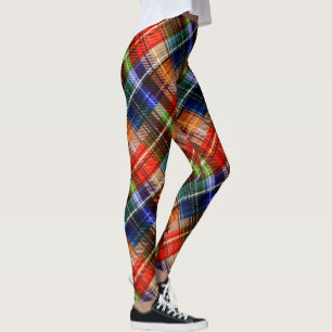 Leggings Diseño de Cuadros Escoceses Rojo Azul Verde Amaril