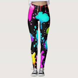 Leggings Diseño de detalles de pinturas de neón