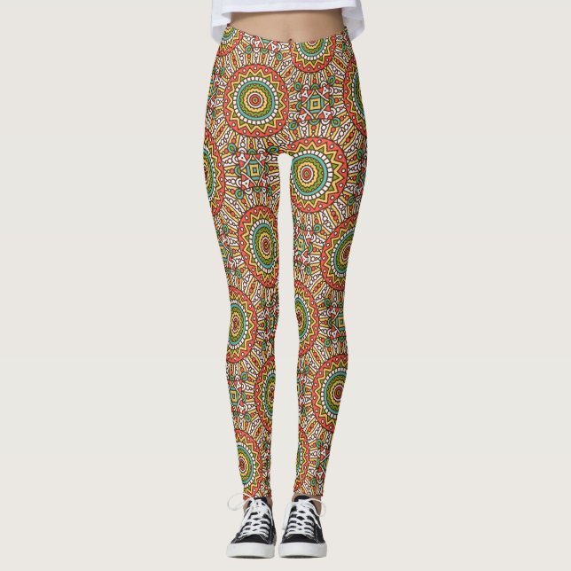 Leggings Diseño de elementos geométricos ornamentales color (Anverso)