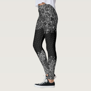Leggings Diseño de encaje y puntos blancos