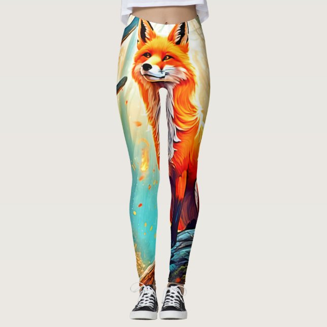 Leggings Diseño de escena de Crimson Fox (Anverso)