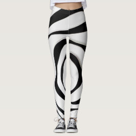 Leggings Diseño de espiral geométrica en negro sobre fondo 