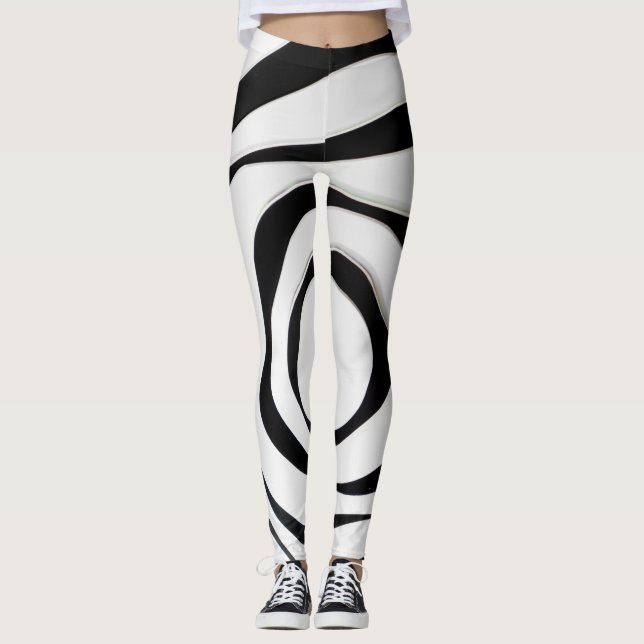 Leggings Diseño de espiral geométrica en negro sobre fondo  (Anverso)