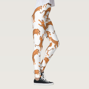Leggings Diseño de estampado de animal Tigre Blanco