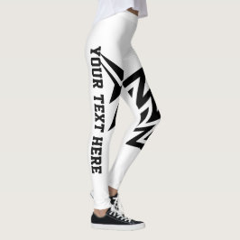 Leggings Diseño de estrella tribal personalizada blanco y n