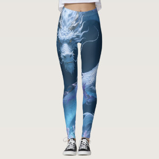 Leggings Diseño de fantasía artística de dragón de agua chi