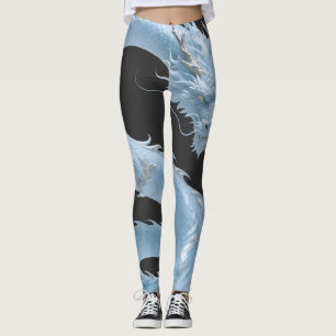 Leggings Diseño de Fantasía Artística del Dragón Azul Claro