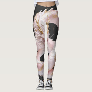 Leggings Diseño de fantasía de dragón de oro blanco chino c