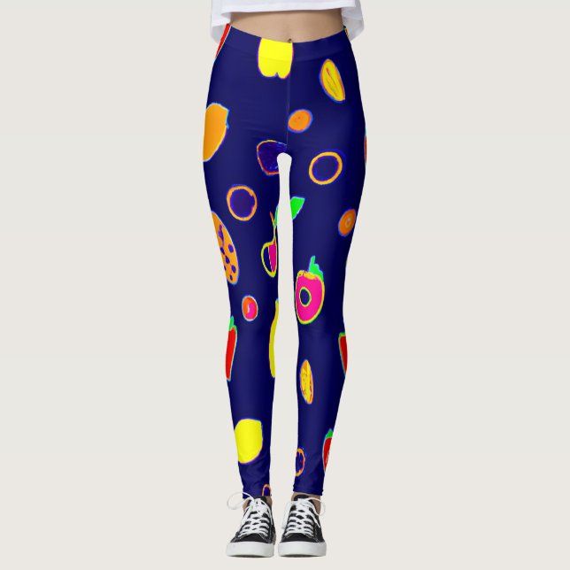 Leggings Diseño de Fiesta de Frutas Eléctricas (Anverso)