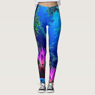 Leggings Diseño de Floración Jungla Mística Brillante