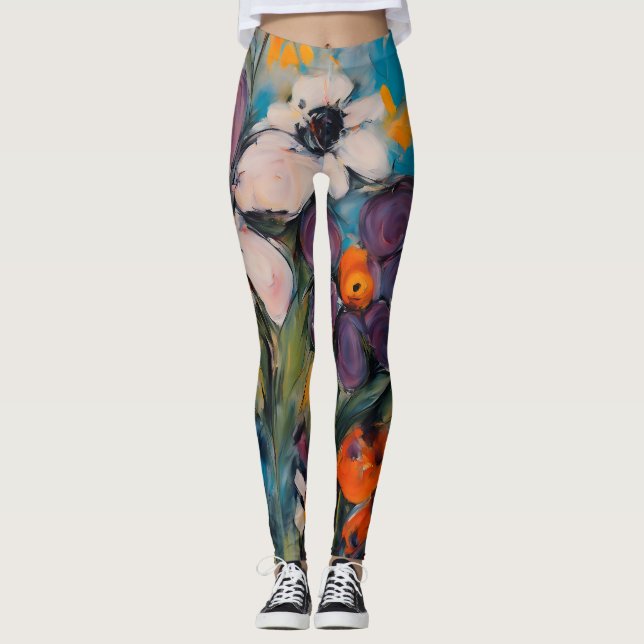 Leggings Diseño de flores de verano (Anverso)