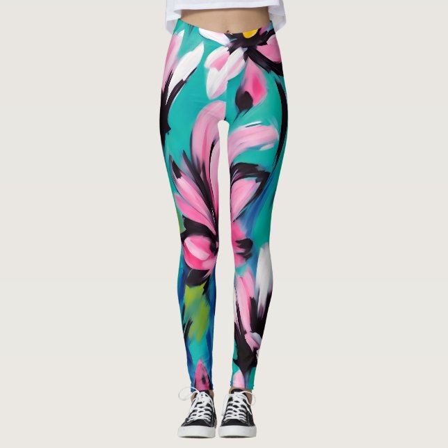Leggings Diseño de flores de verano (Anverso)