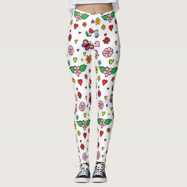 Leggings Diseño de flores maravillosas (Anverso)