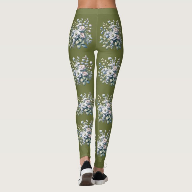 Leggings Diseño de flores personalizado (Reverso)