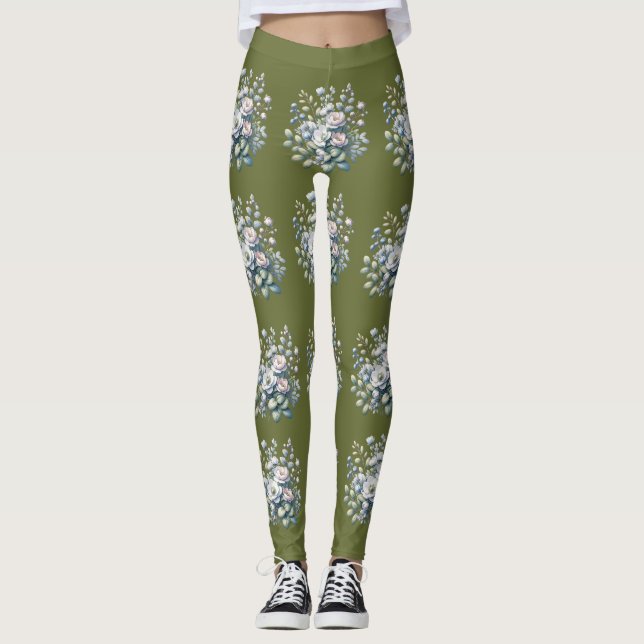 Leggings Diseño de flores personalizado (Anverso)