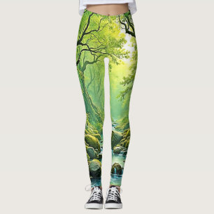Leggings Diseño de flujo forestal encantado