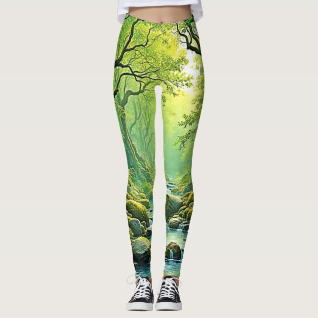 Leggings Diseño de flujo forestal encantado (Anverso)
