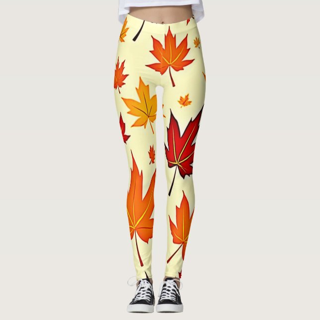 Leggings Diseño de follaje de otoño sin costuras (Anverso)