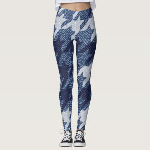 Leggings Diseño de fondo de Houndstoth Tartan Jeans