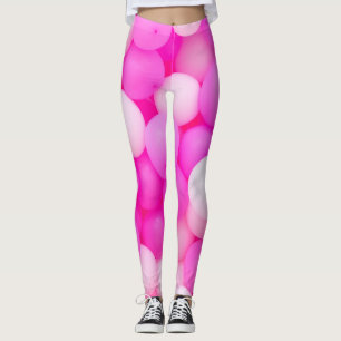 Leggings Diseño de fondo festivo de globos rosados.