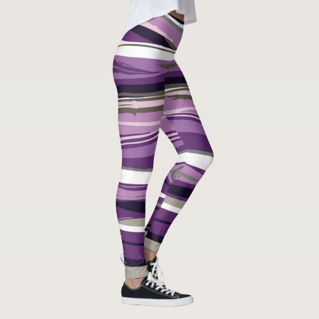 Leggings Diseño de formas abstractas de líneas púrpura (Derecha)