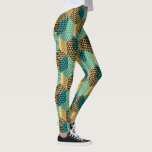 Leggings Diseño de formas geométricas modernas de colores m<br><div class="desc">Elegante diseño de triángulos geométricos y formas octógonas de colores vivos.con colores dorados negro y azul-verde</div>