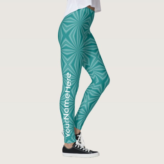 Leggings Diseño de fractal azul verdoso  (Derecha)