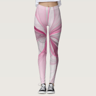Leggings Diseño de fractal gris rosa claro abstracto modern