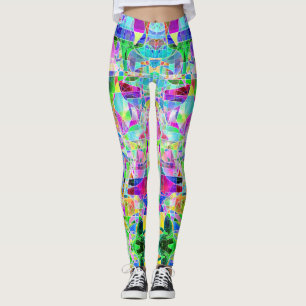 Leggings Diseño de fragmentos geométricos abstractos de col