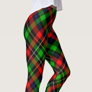 Leggings Diseño de franela a cuadros rojo verde y blanco de