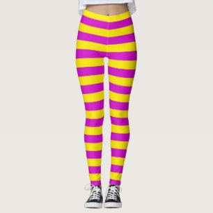 Leggings Diseño de franjas moradas y amarillas