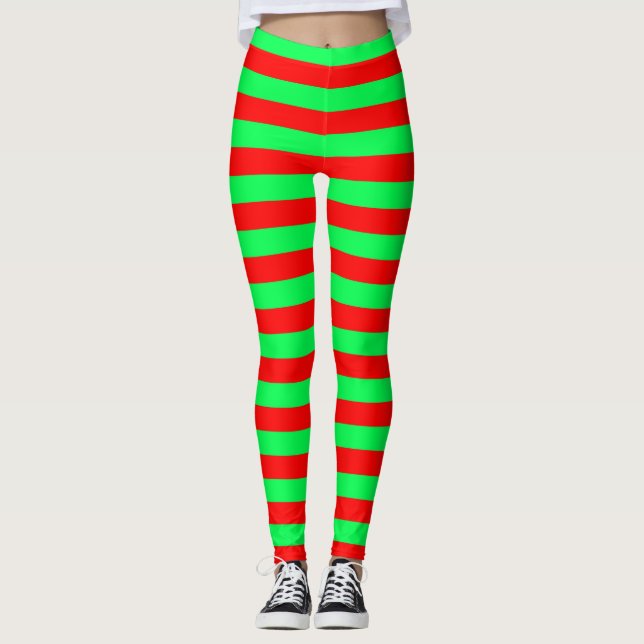 Leggings Diseño de franjas rojas y verdes (Anverso)