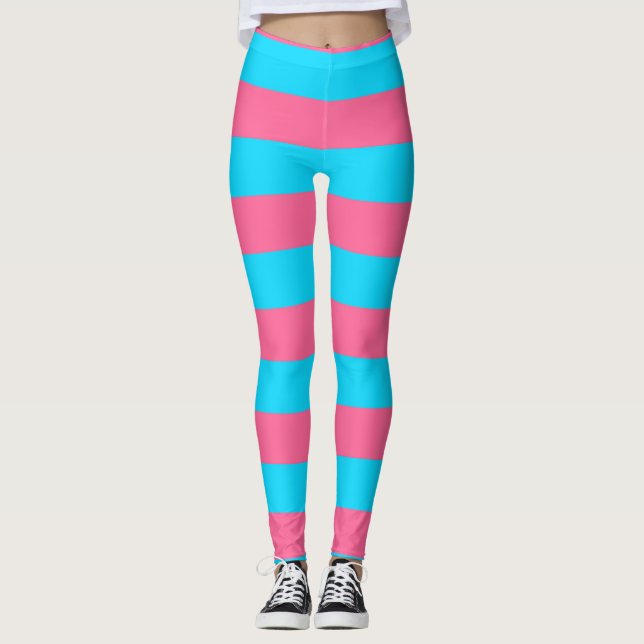 Leggings Diseño de franjas rosa y azul (Anverso)